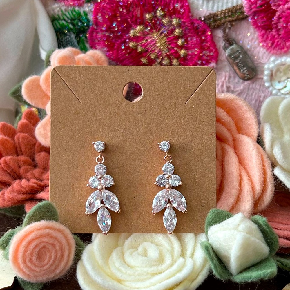 NEW! Lovely Yellow Gold Cubic Zirconia Earrings